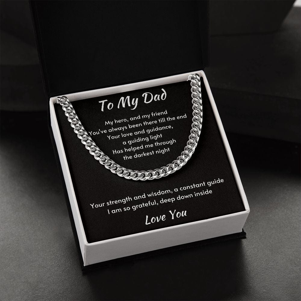 Gift For Dad, Cuban Chain Necklace with Gift Box and Heart Warming Message Card