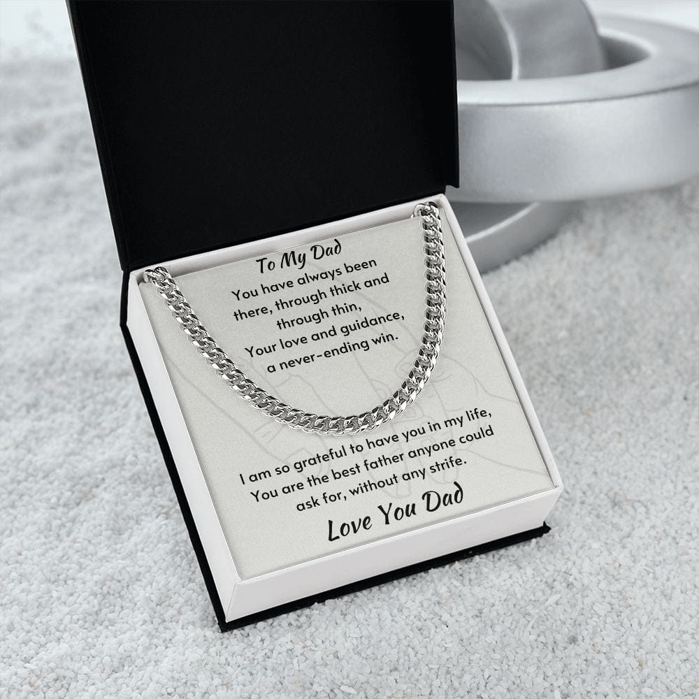 Gift For Dad, Cuban Chain Necklace with Gift Box and Heart Warming Message Card, Made in the USA