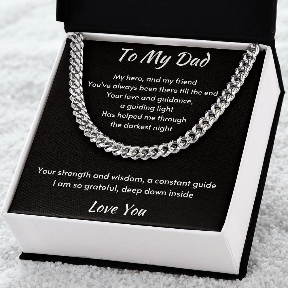 Gift For Dad, Cuban Chain Necklace with Gift Box and Heart Warming Message Card