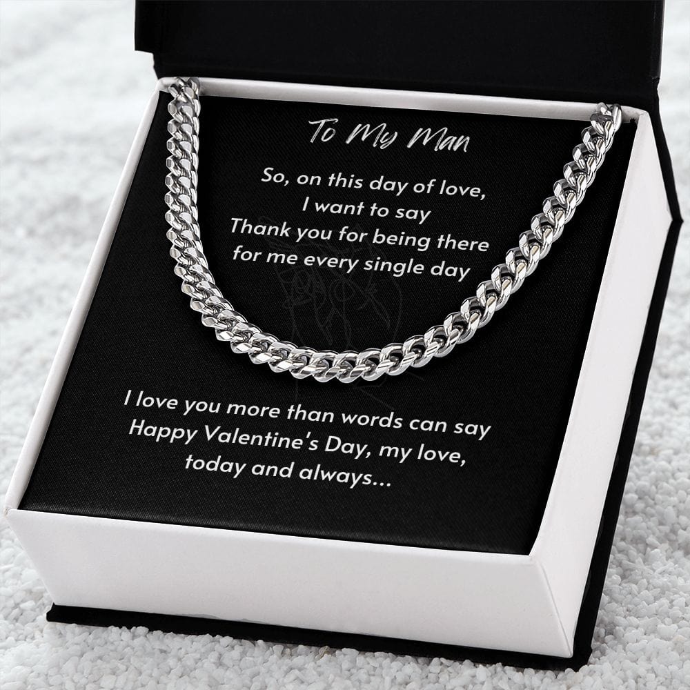 Gift For Soulmate, Valentine's Day Gift for Him, Unique Gift for Soulmate, Cuban Chain Necklace for Men