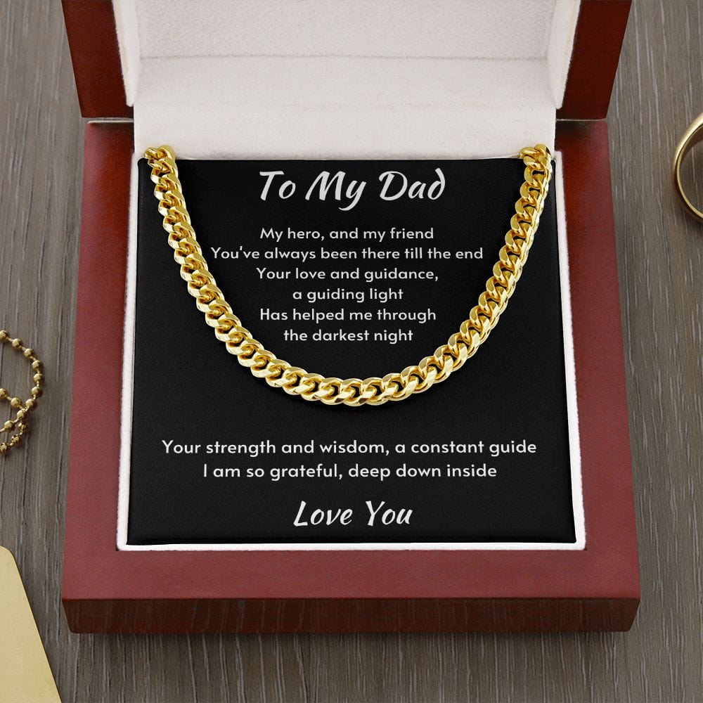 Gift For Dad, Cuban Chain Necklace with Gift Box and Heart Warming Message Card