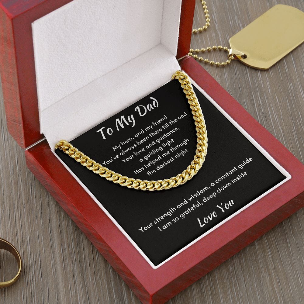 Gift For Dad, Cuban Chain Necklace with Gift Box and Heart Warming Message Card