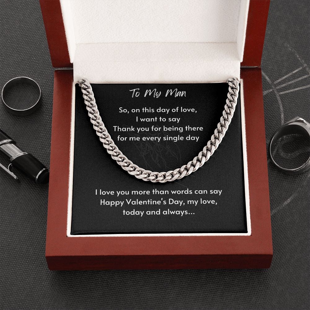 Gift For Soulmate, Valentine's Day Gift for Him, Unique Gift for Soulmate, Cuban Chain Necklace for Men