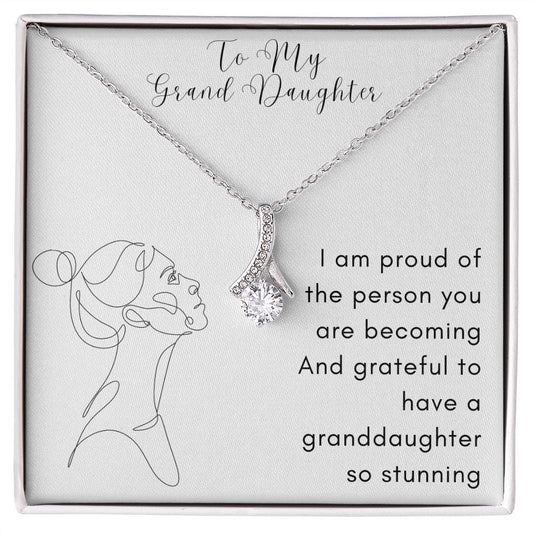 Gift For Granddaughter, Alluring Beauty Necklace Present with Message Card and Gift Box