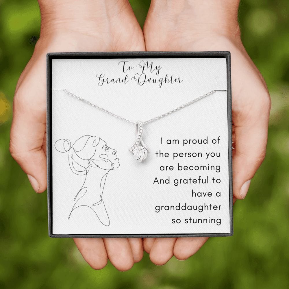 Gift For Granddaughter, Alluring Beauty Necklace Present with Message Card and Gift Box