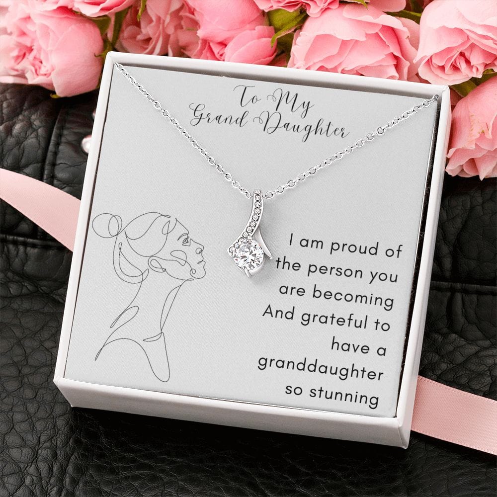 Gift For Granddaughter, Alluring Beauty Necklace Present with Message Card and Gift Box