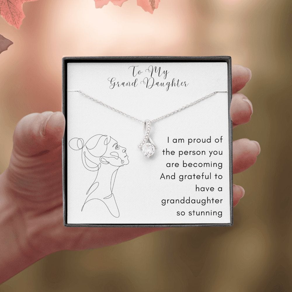 Gift For Granddaughter, Alluring Beauty Necklace Present with Message Card and Gift Box