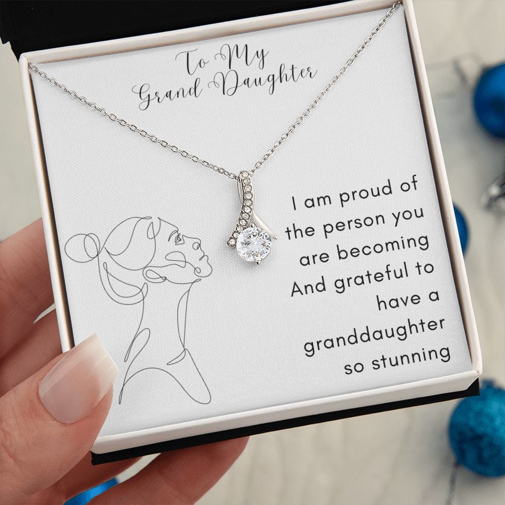 Gift For Granddaughter, Alluring Beauty Necklace Present with Message Card and Gift Box