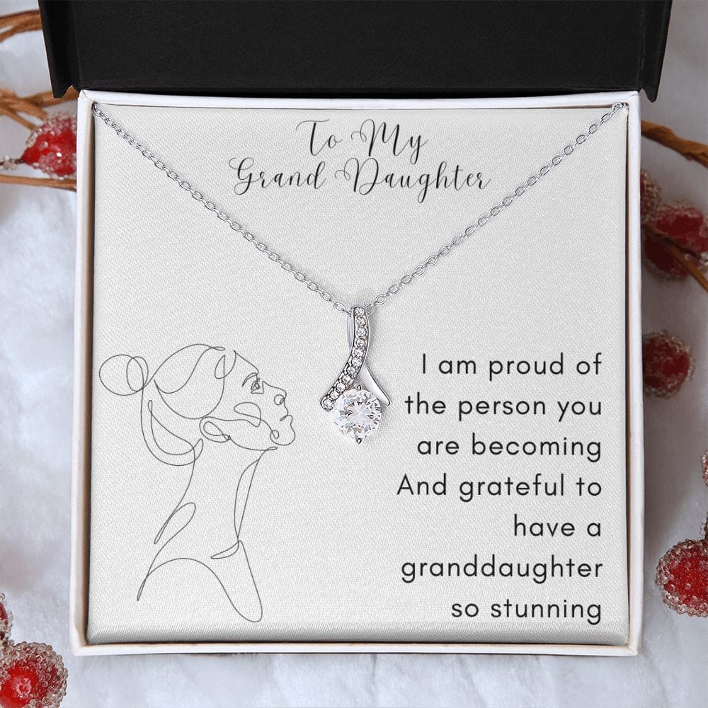 Gift For Granddaughter, Alluring Beauty Necklace Present with Message Card and Gift Box