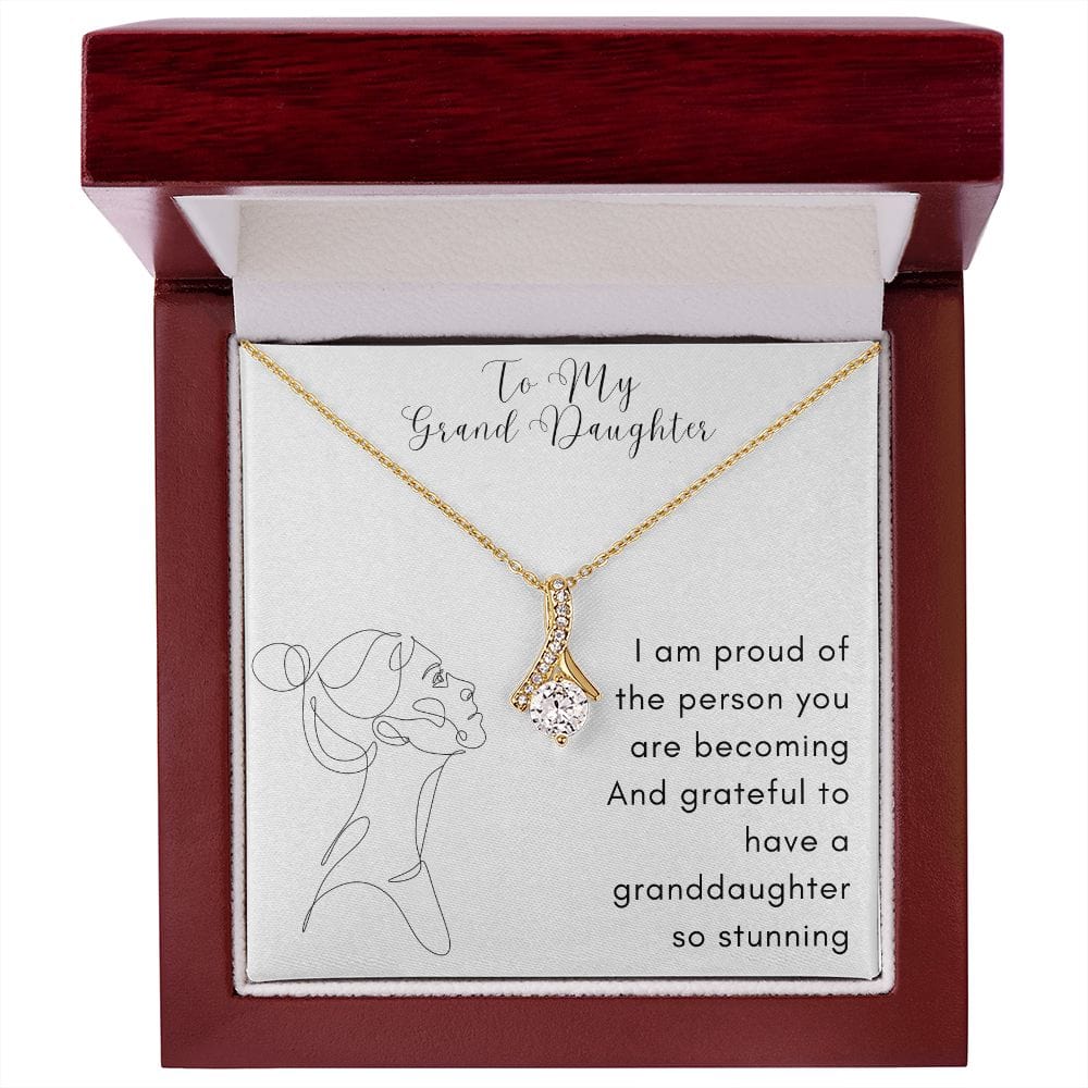 Gift For Granddaughter, Alluring Beauty Necklace Present with Message Card and Gift Box