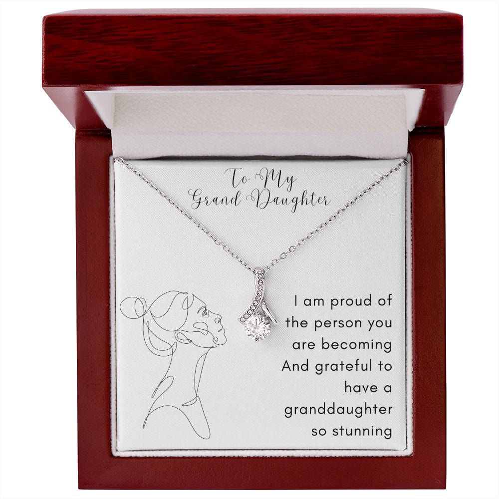 Gift For Granddaughter, Alluring Beauty Necklace Present with Message Card and Gift Box