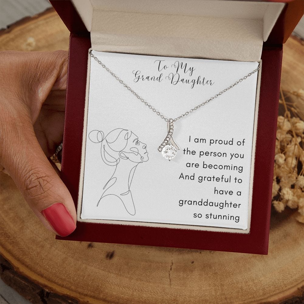 Gift For Granddaughter, Alluring Beauty Necklace Present with Message Card and Gift Box