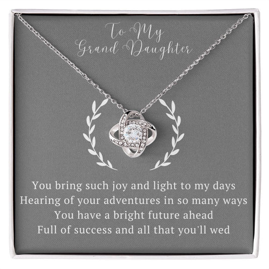 Gift for Granddaughter, Granddaughter Gifts from Grandma and Grandpa, Granddaughter Birthday Gift, Love Knot Necklace Present with Message Card and Gift Box