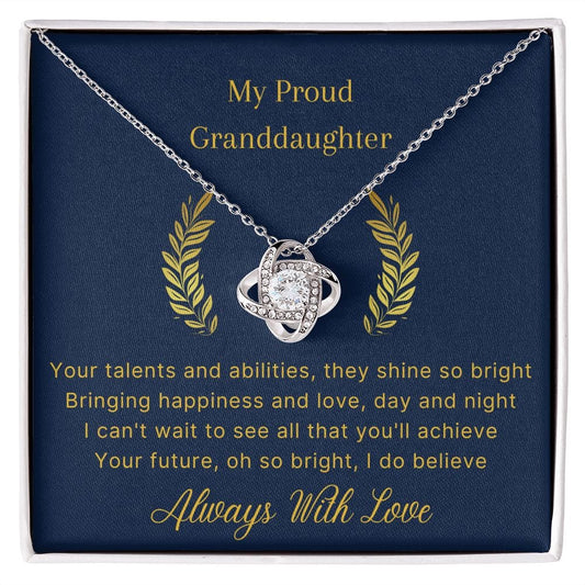 Gift for Granddaughter, Granddaughter Gifts from Grandma and Grandpa, Granddaughter Birthday Gift, Love Knot Necklace Present with Message Card and Gift Box