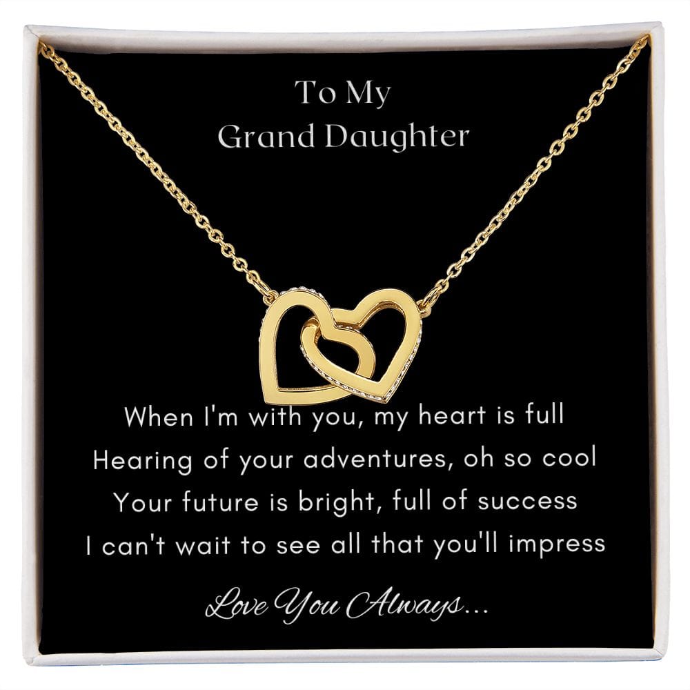 Gift for Granddaughter, Granddaughter Gifts from Grandma and Grandpa, Granddaughter Birthday Gift, Interlock Heart Necklace Present with Message Card and Gift Box
