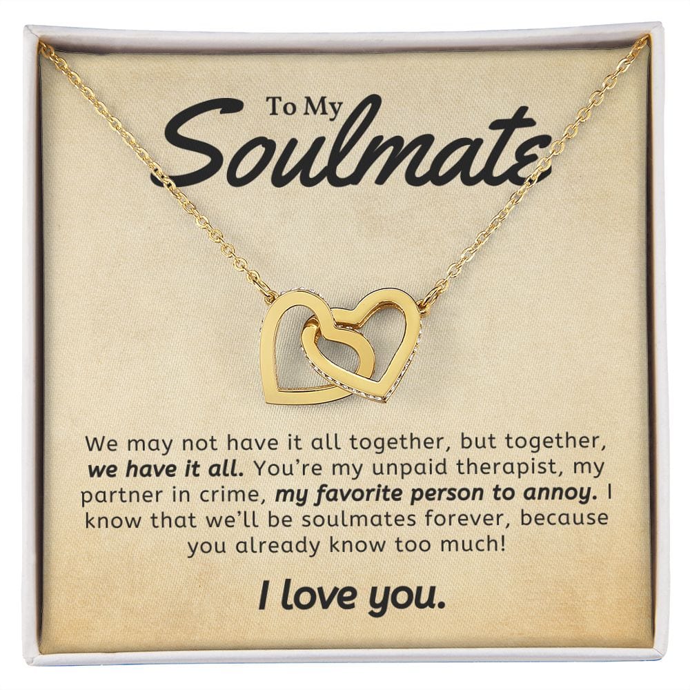 Gift For Soulmate - To My Soulmate Interlocking Hearts Necklace Jewelry Gift, Soulmate Gift, Love Necklace Gifts For Her