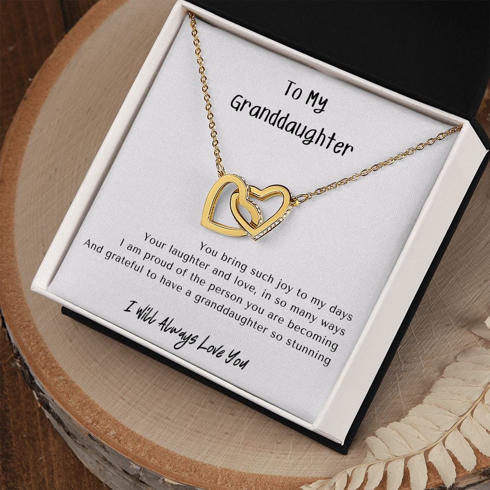 Gift for Granddaughter, Granddaughter Gifts from Grandma and Grandpa, Granddaughter Birthday Gift, Interlock Heart Necklace