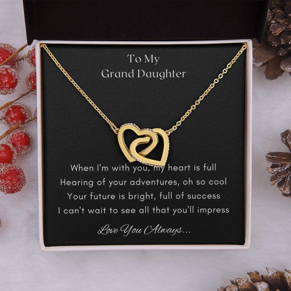 Gift for Granddaughter, Granddaughter Gifts from Grandma and Grandpa, Granddaughter Birthday Gift, Interlock Heart Necklace Present with Message Card and Gift Box