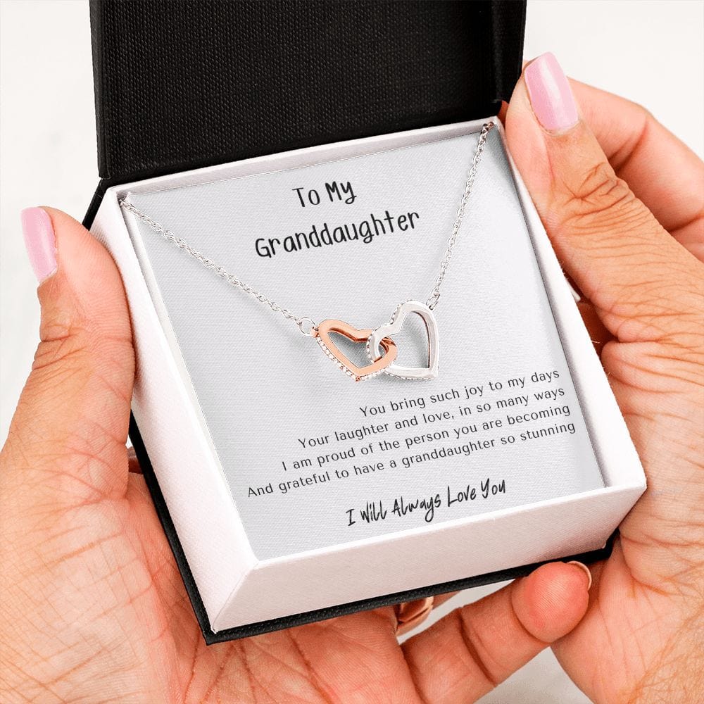 Gift for Granddaughter, Granddaughter Gifts from Grandma and Grandpa, Granddaughter Birthday Gift, Interlock Heart Necklace