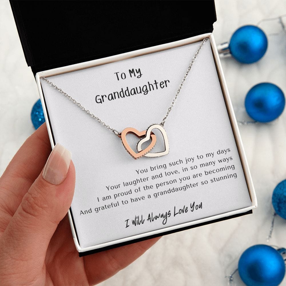 Gift for Granddaughter, Granddaughter Gifts from Grandma and Grandpa, Granddaughter Birthday Gift, Interlock Heart Necklace