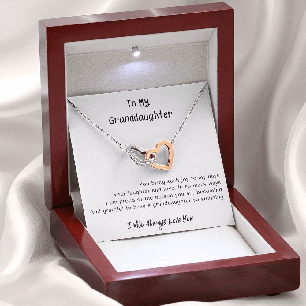 Gift for Granddaughter, Granddaughter Gifts from Grandma and Grandpa, Granddaughter Birthday Gift, Interlock Heart Necklace
