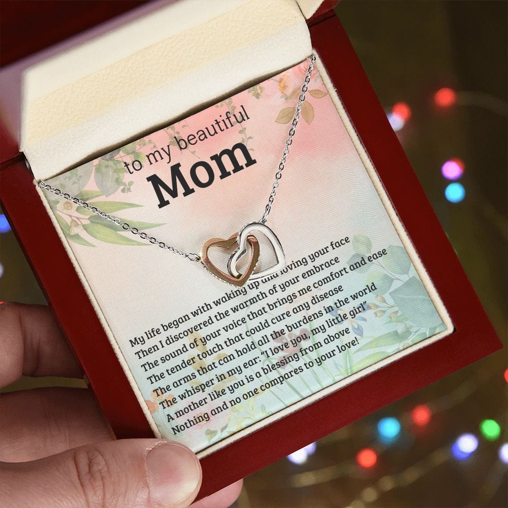 Gift For Mom - My Life Began With, Interlocking Hearts Necklace Gift