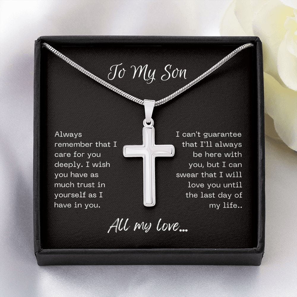 Happy Easter Faith Cross Necklace To My Son from Mom or Dad