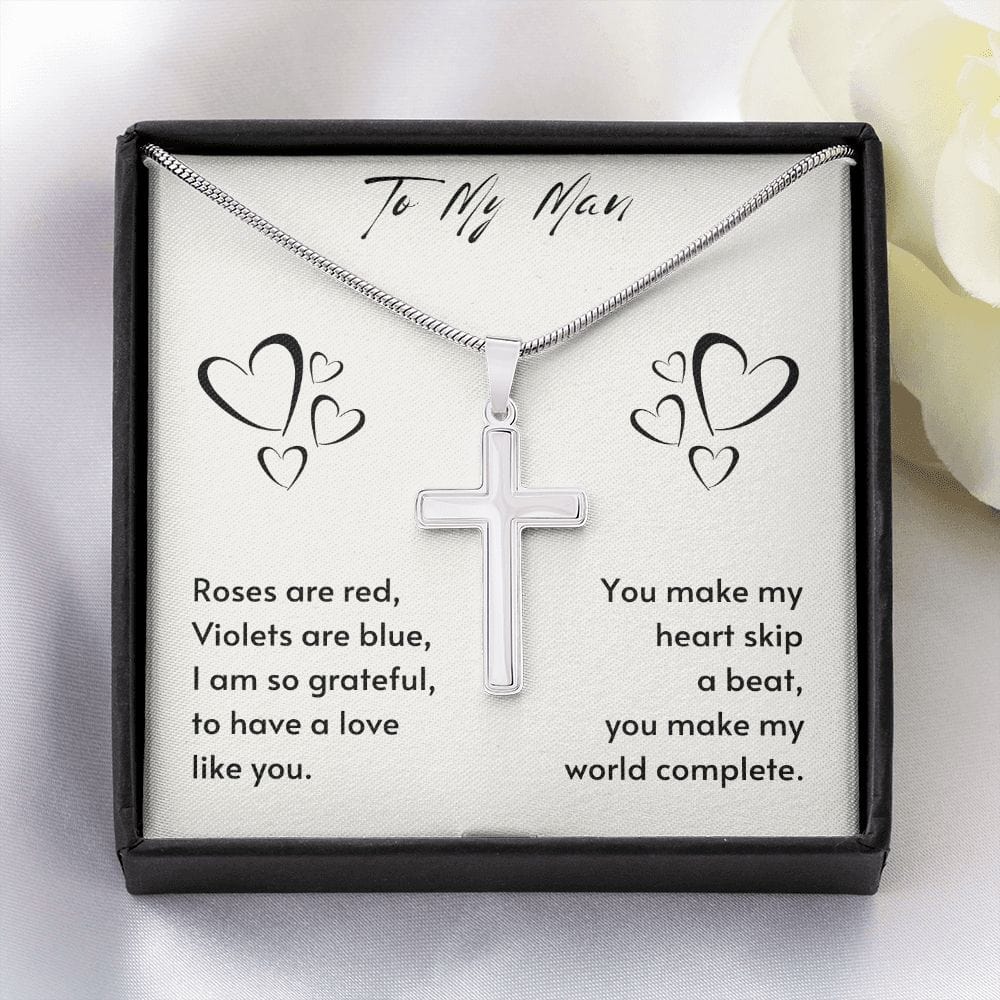 Gift For Soulmate, Valentine's Day Gift for Him, Unique Gift for Soulmate, Faith Cross Necklace for Men