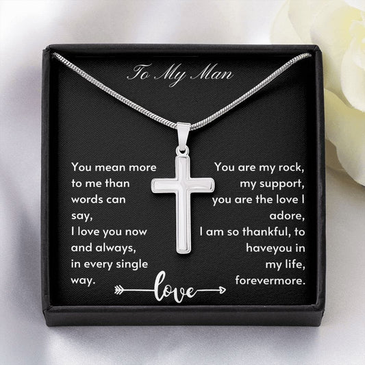 Gift For Soulmate, Valentine's Day Gift for Him, Unique Gift for Soulmate, Faith Cross Necklace for Men