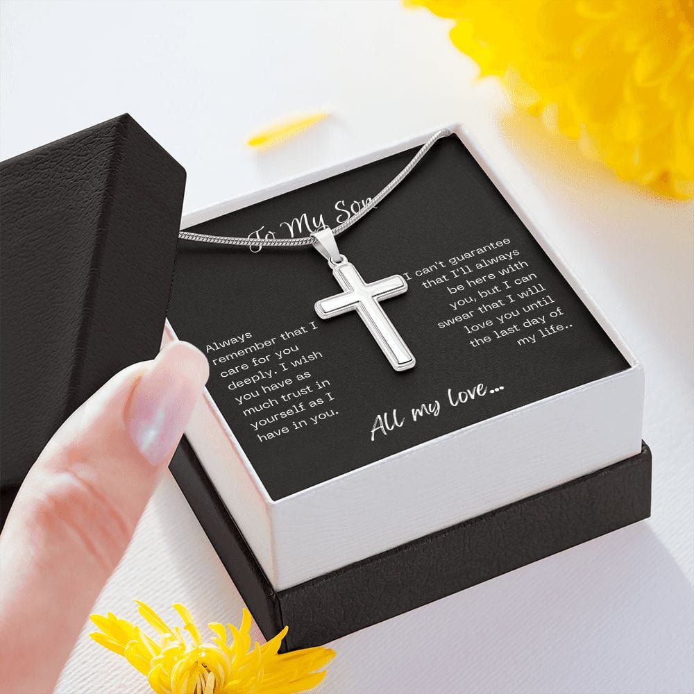 Happy Easter Faith Cross Necklace To My Son from Mom or Dad