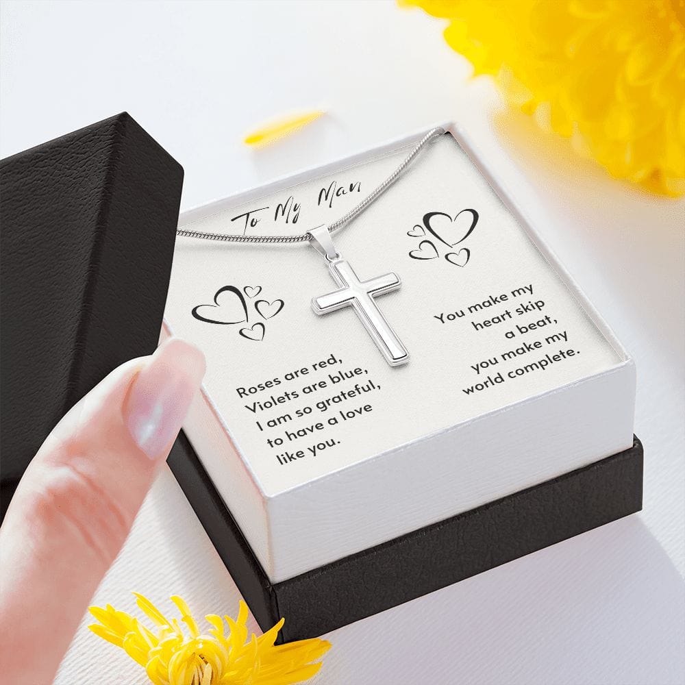 Gift For Soulmate, Valentine's Day Gift for Him, Unique Gift for Soulmate, Faith Cross Necklace for Men