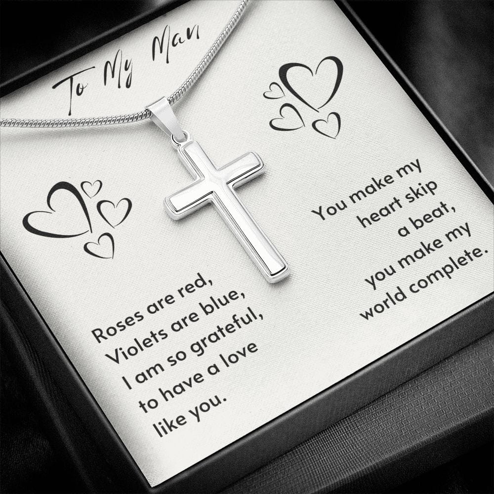 Gift For Soulmate, Valentine's Day Gift for Him, Unique Gift for Soulmate, Faith Cross Necklace for Men