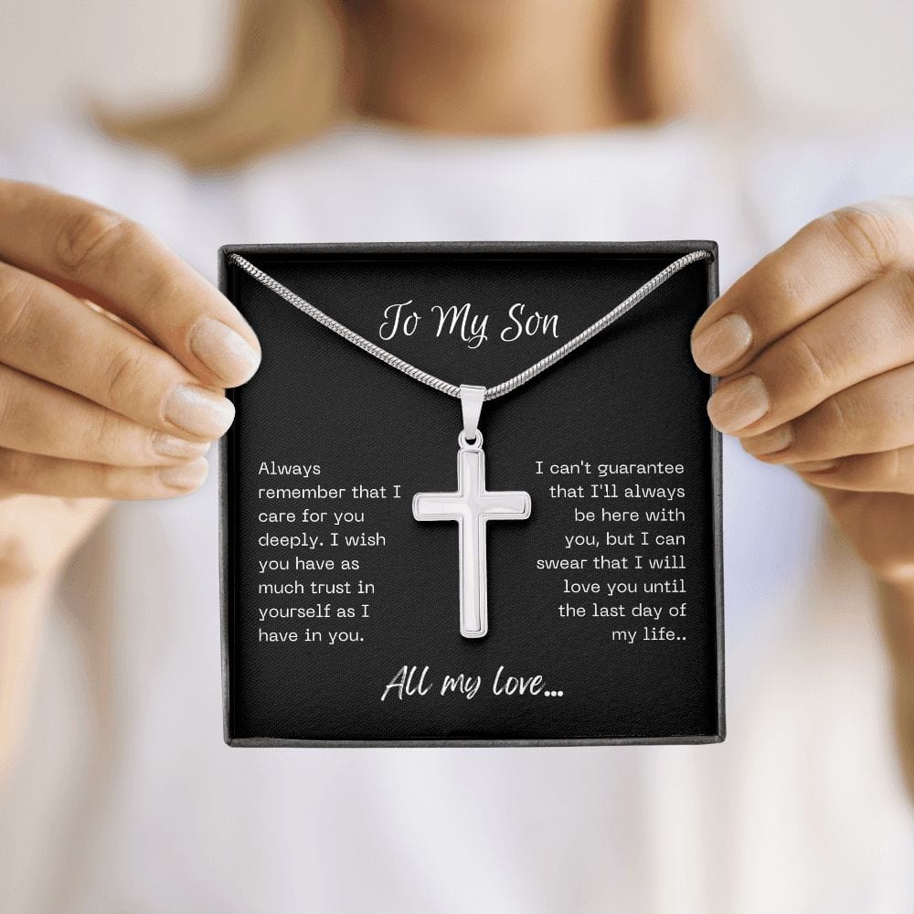 Happy Easter Faith Cross Necklace To My Son from Mom or Dad
