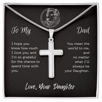 Gift For Dad, Faith Cross Necklace with Gift Box and Heart Warming Message Card, Made in the USA