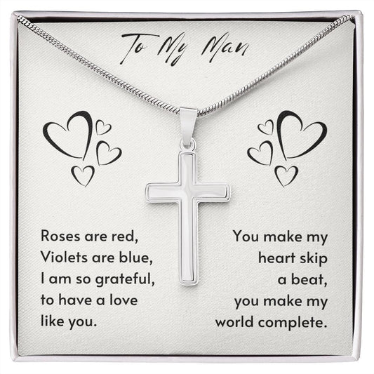 Gift For Soulmate, Valentine's Day Gift for Him, Unique Gift for Soulmate, Faith Cross Necklace for Men