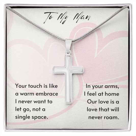 Gift For Soulmate, Valentine's Day Gift for Him, Unique Gift for Soulmate, Faith Cross Necklace for Men