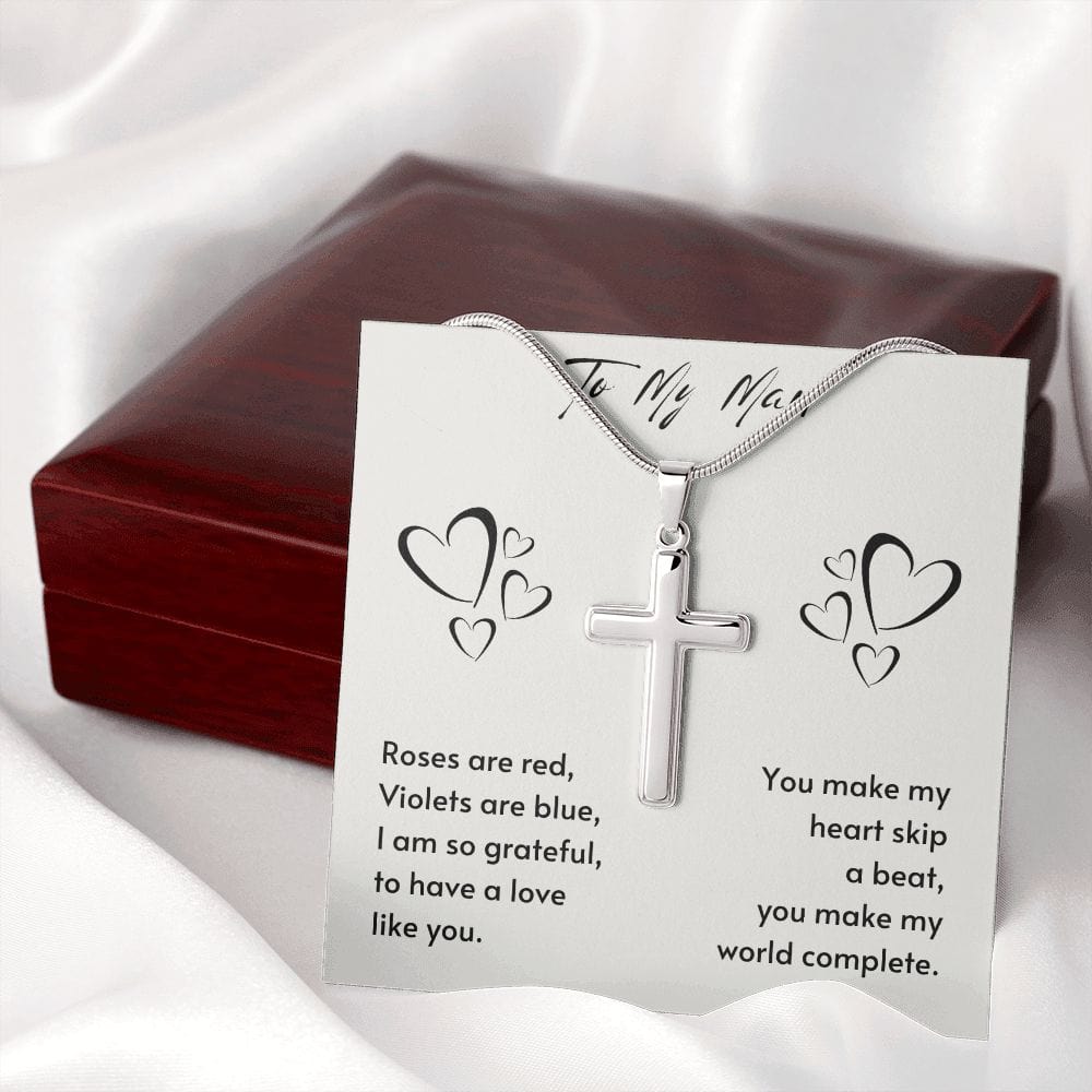 Gift For Soulmate, Valentine's Day Gift for Him, Unique Gift for Soulmate, Faith Cross Necklace for Men