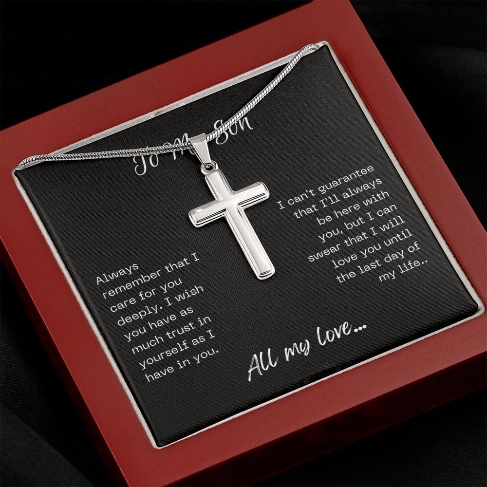 Happy Easter Faith Cross Necklace To My Son from Mom or Dad